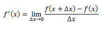 f '(x)=lim dx->0 (f(x+dx)-f(x))/dx